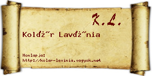 Kolár Lavínia névjegykártya